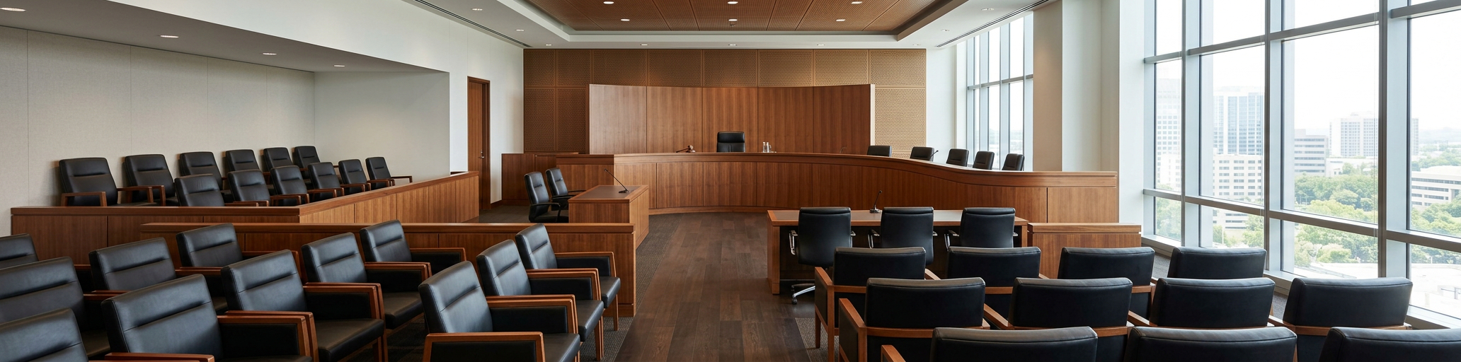 Sala de tribunal moderna — Agencia SEO Abogados